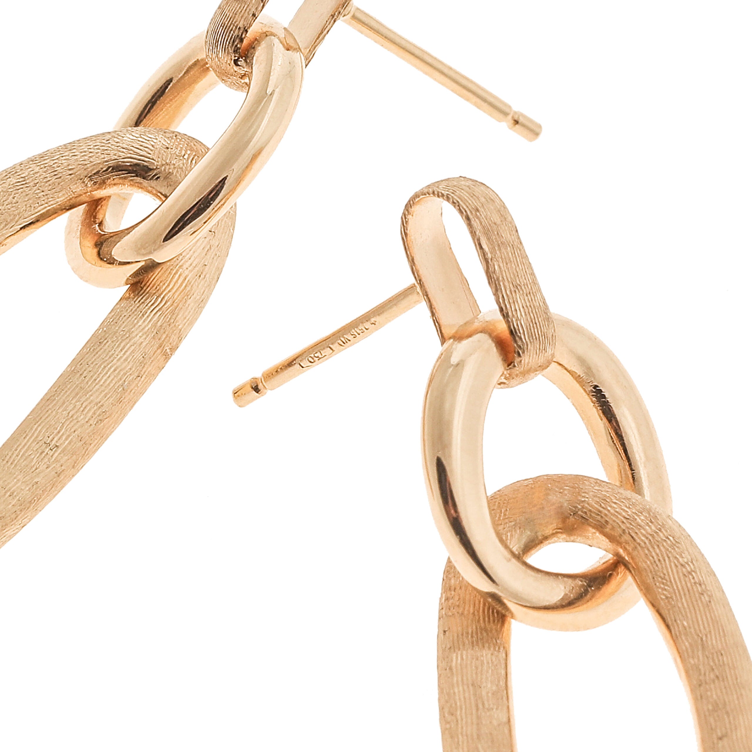 Marco Bicego Jaipur Gold Collection 18K Yellow Gold Polished & Engraved Link Drop Earrings