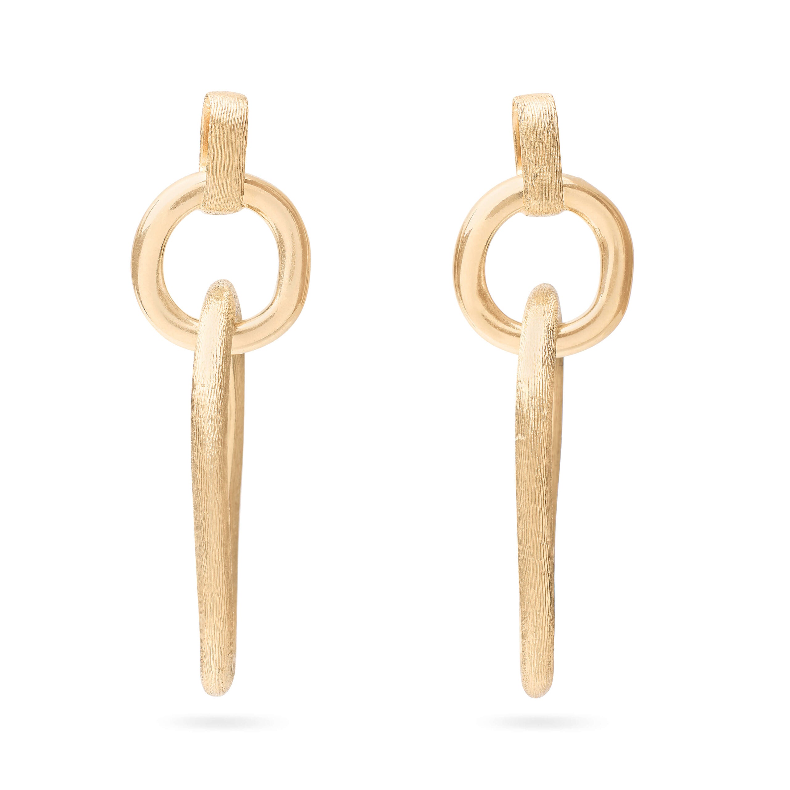 Marco Bicego Jaipur Gold Collection 18K Yellow Gold Polished & Engraved Link Drop Earrings