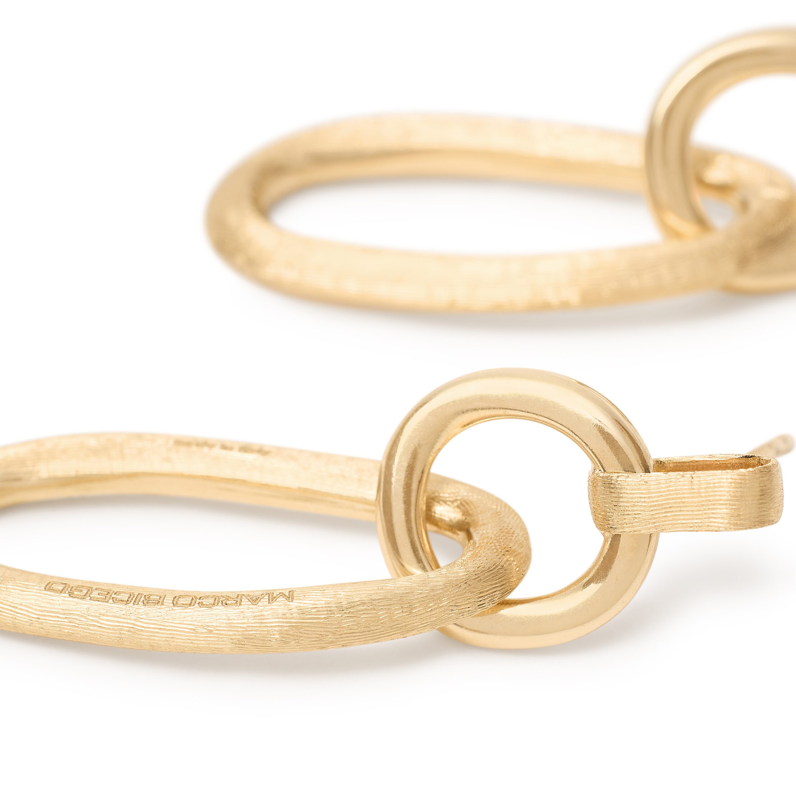 Marco Bicego Jaipur Gold Collection 18K Yellow Gold Polished & Engraved Link Drop Earrings