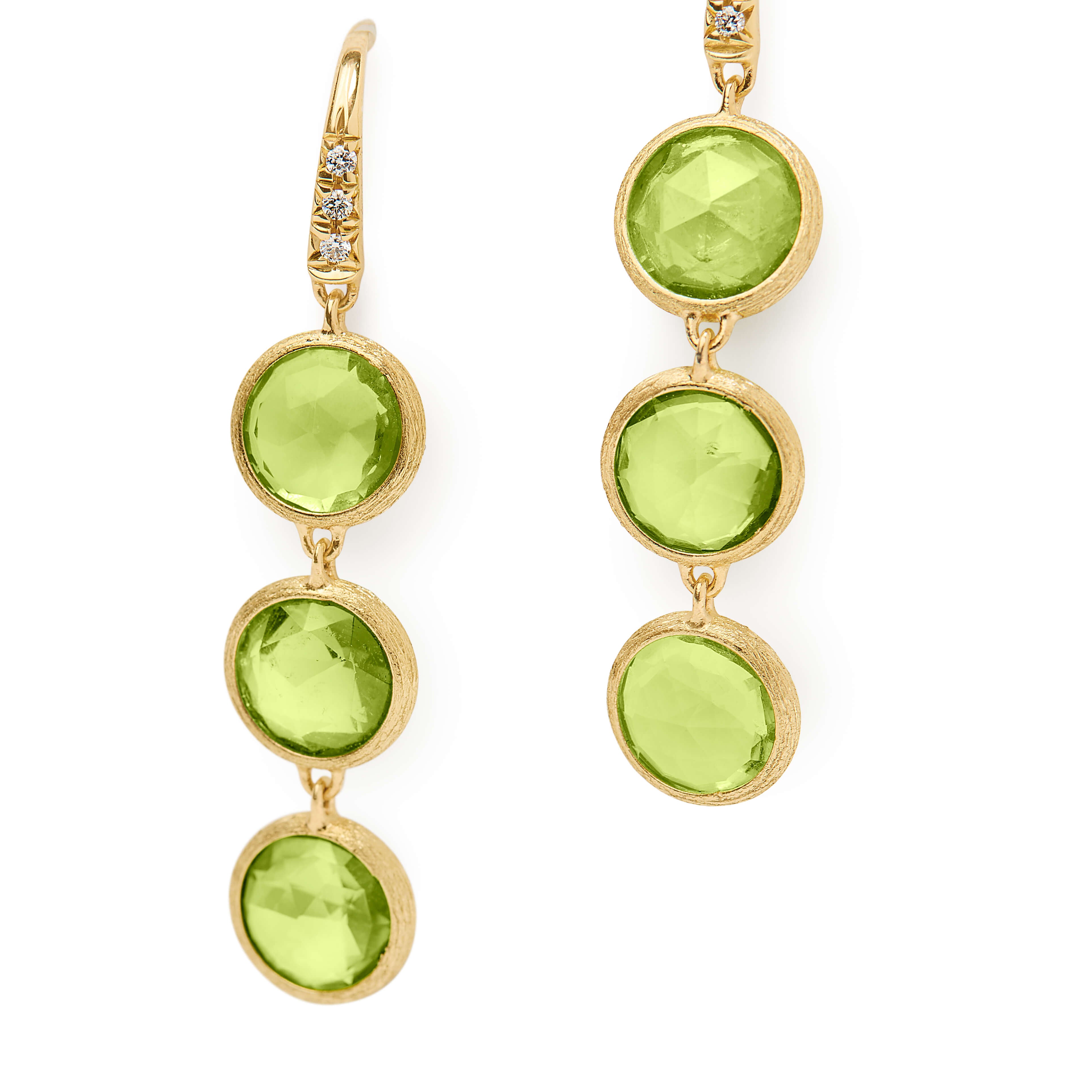Marco Bicego Jaipur Collection Diamond and Peridot Triple Drop Earrings