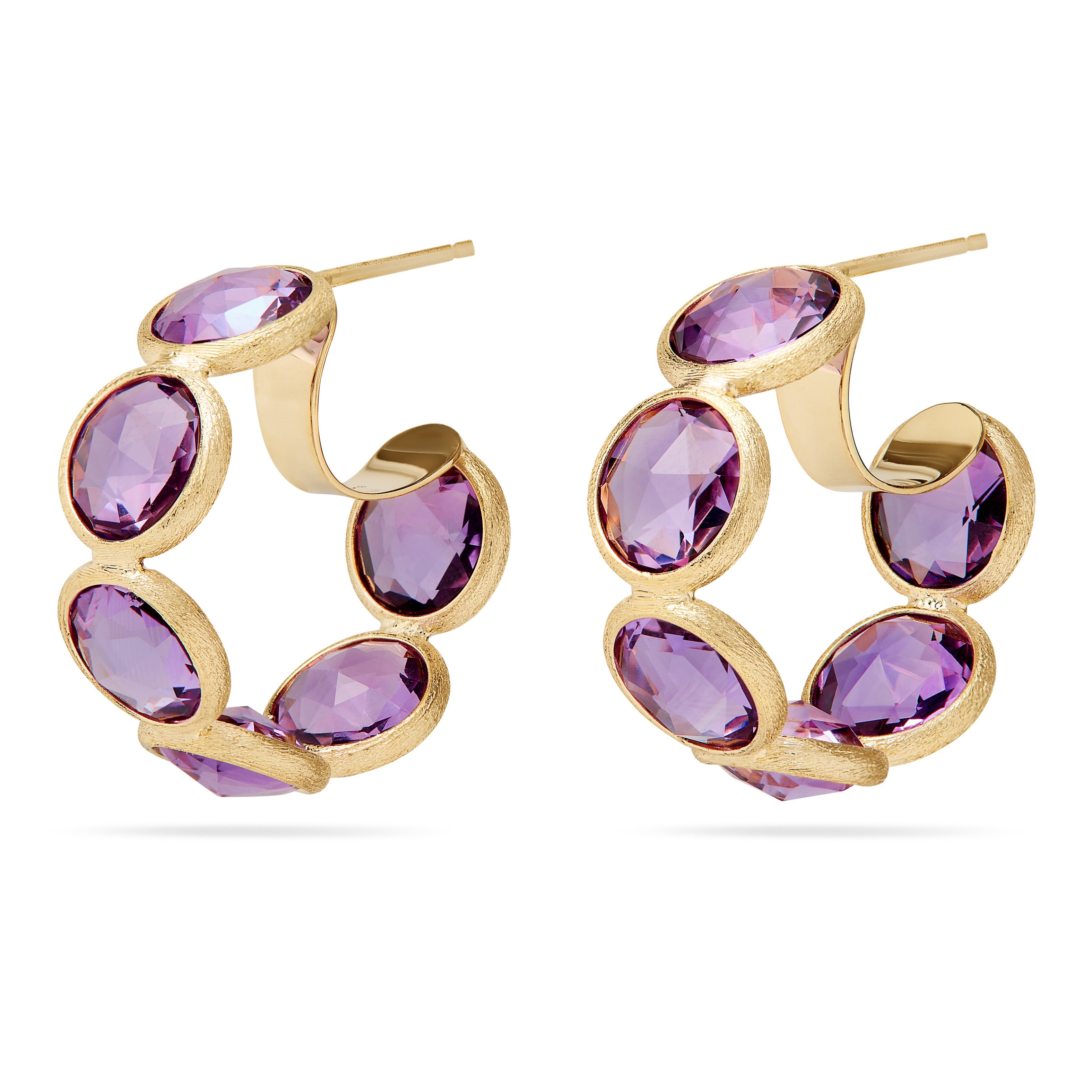 Marco Bicego Jaipur Collection Bezel Set Amethyst Hoops