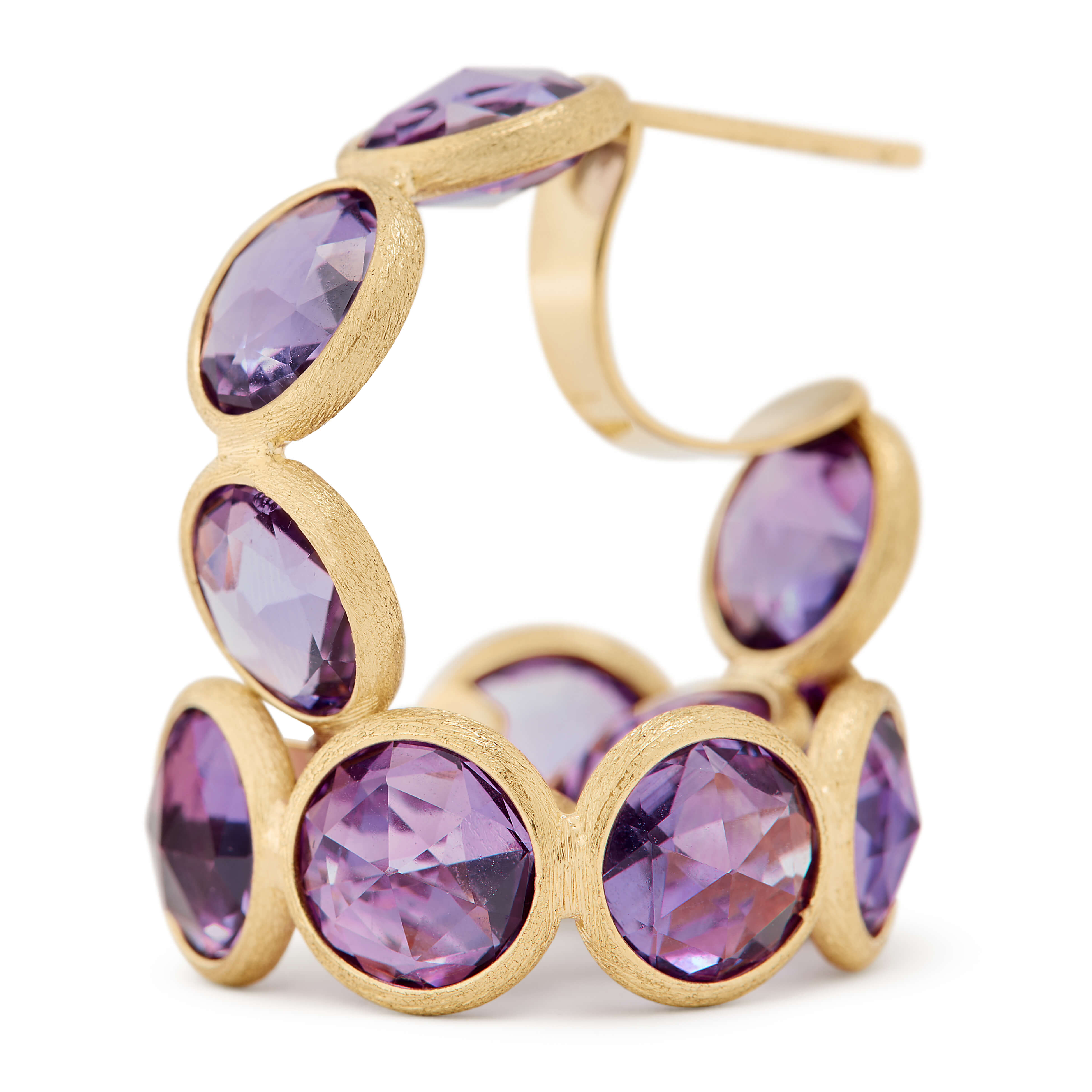 Marco Bicego Jaipur Collection Bezel Set Amethyst Hoops