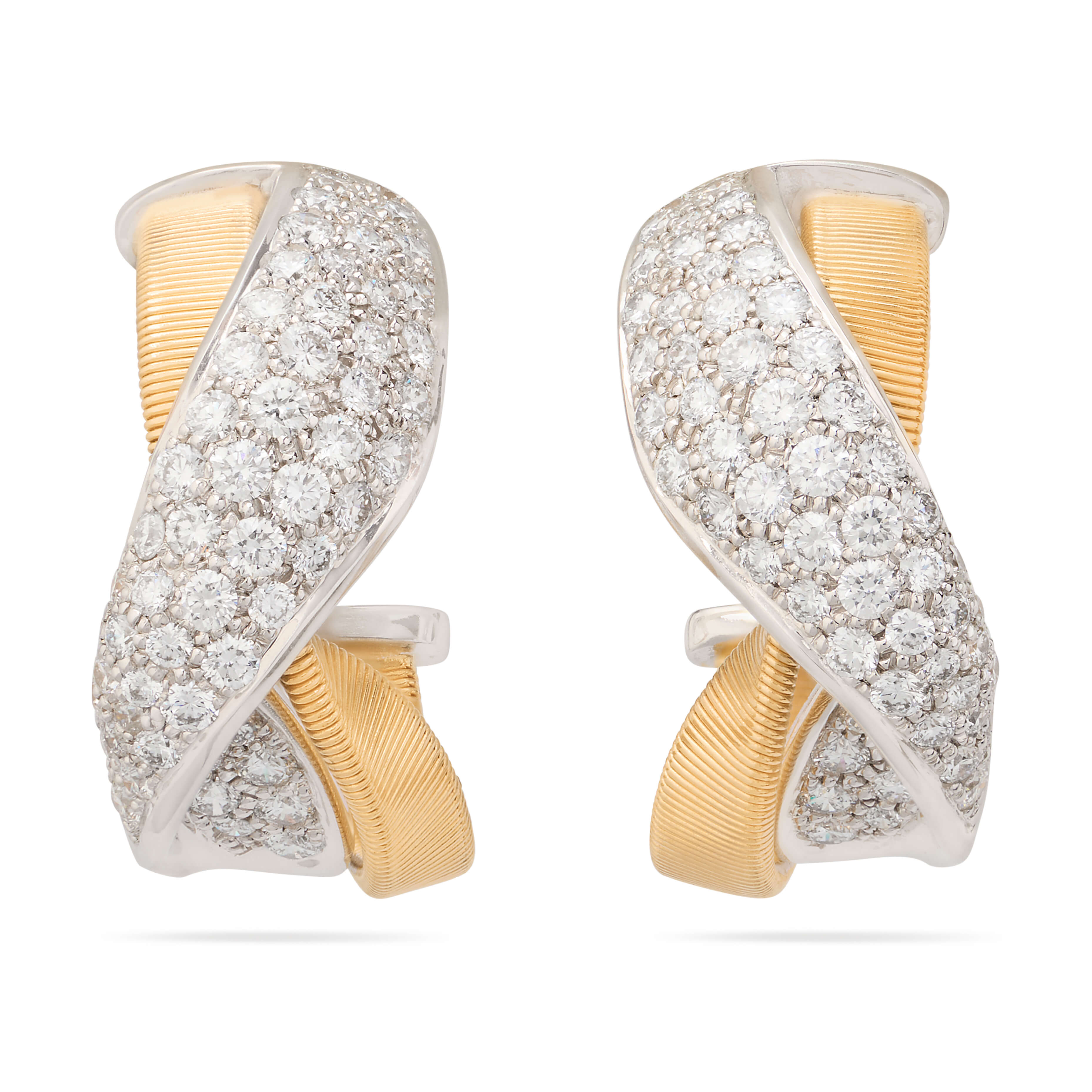 Marco Bicego Marrakech Collection Diamond Crossover Huggie Earrings