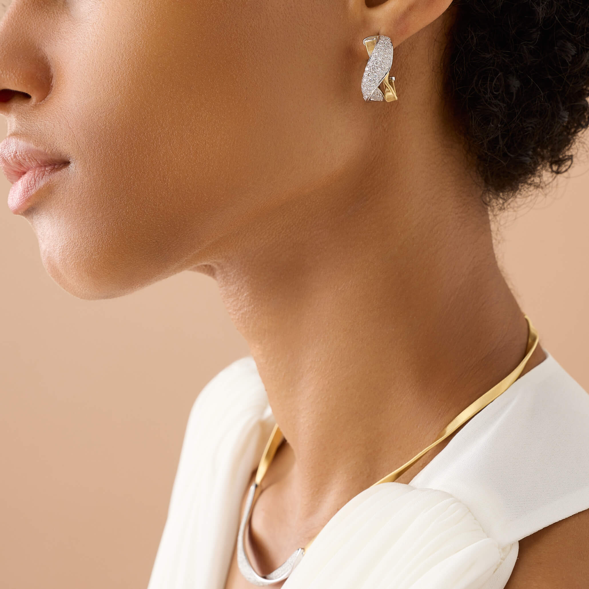 Marco Bicego Marrakech Collection Diamond Crossover Huggie Earrings