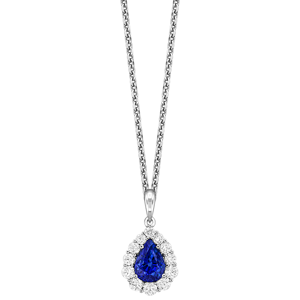 0.90ct Pear-Shaped Sapphire and Diamond Pendant
