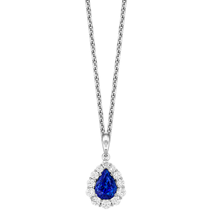 0.90ct Pear-Shaped Sapphire and Diamond Pendant