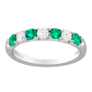 Round Emerald and Diamond Band