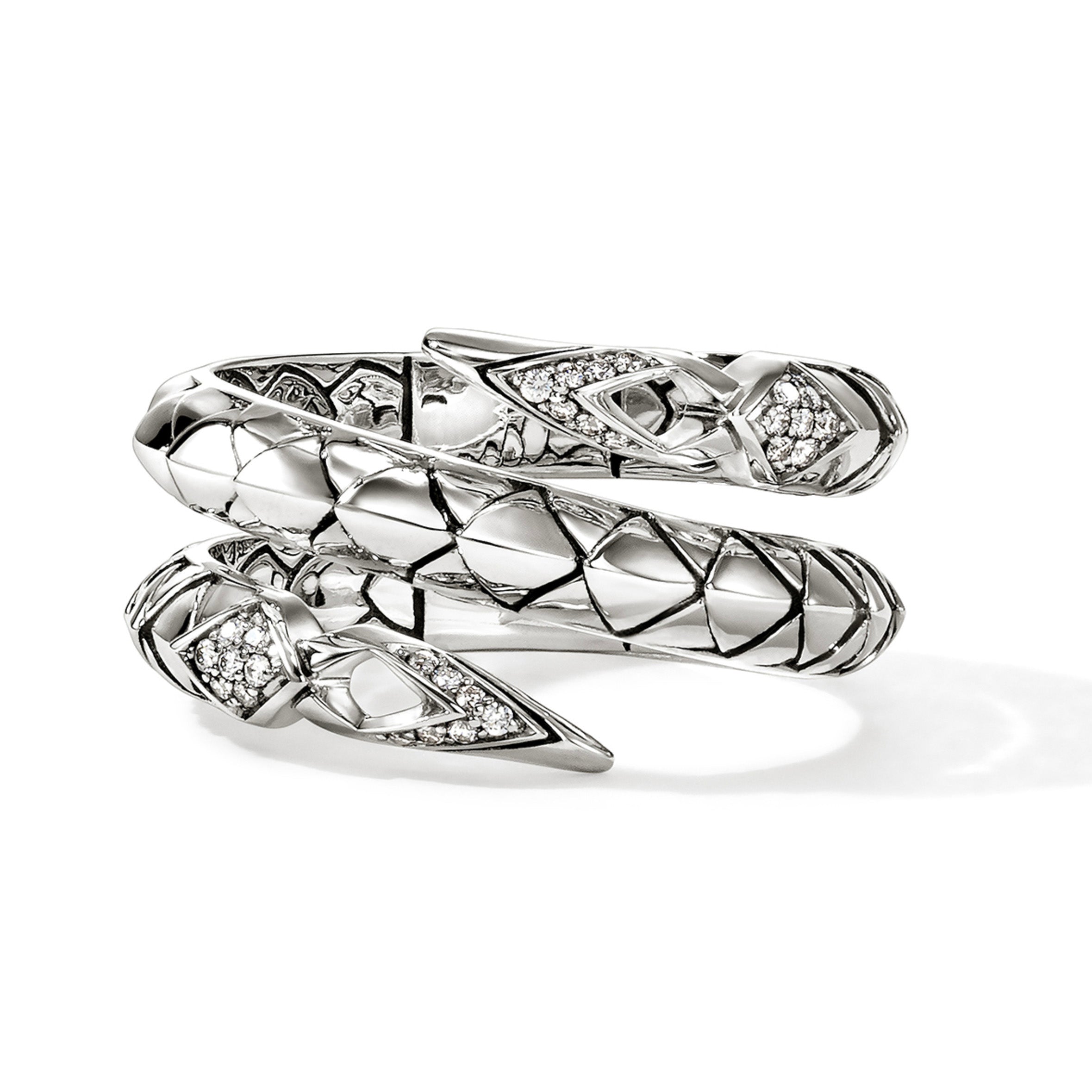 John Hardy Naga Pavé Diamond Double Row Ring