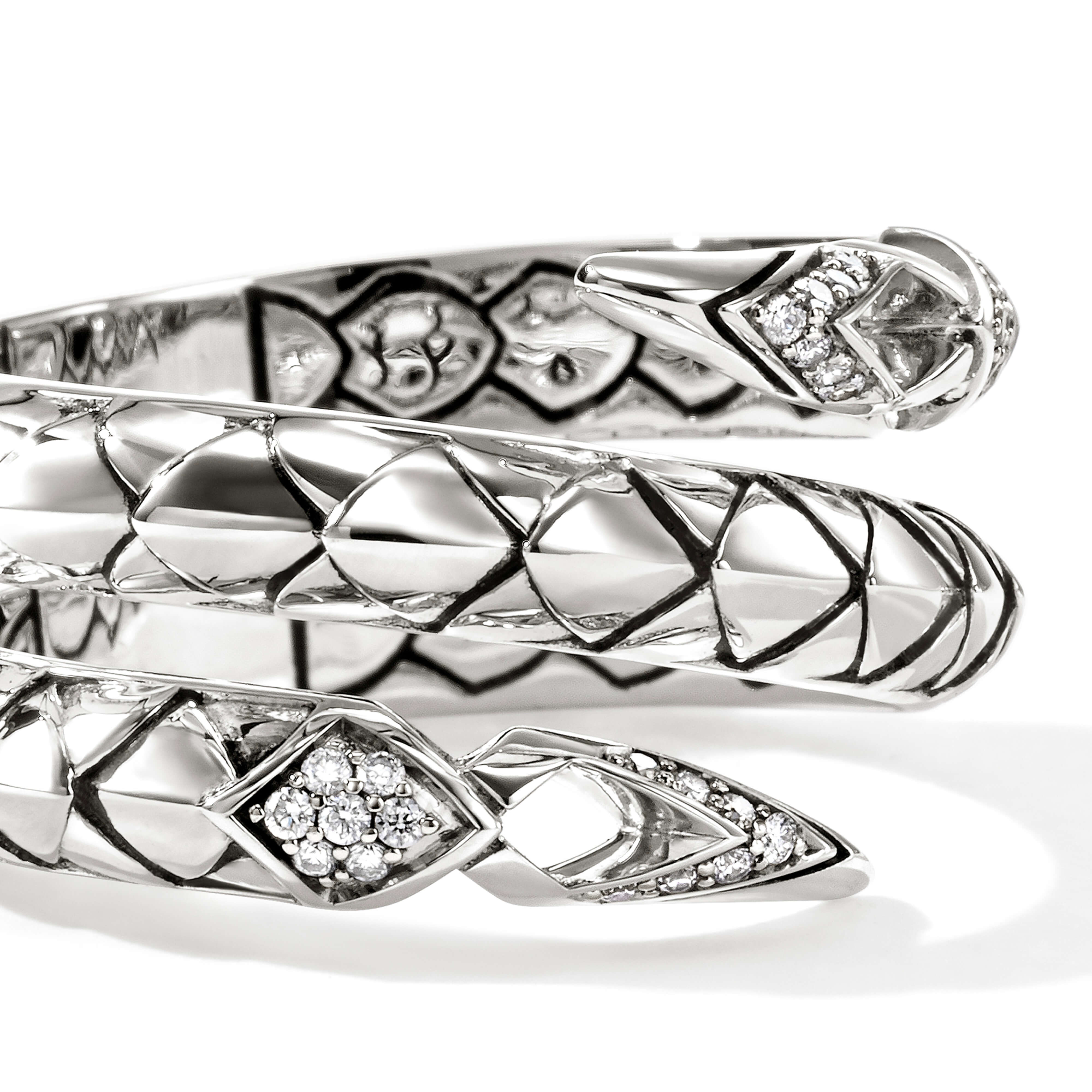 John Hardy Naga Pavé Diamond Double Row Ring