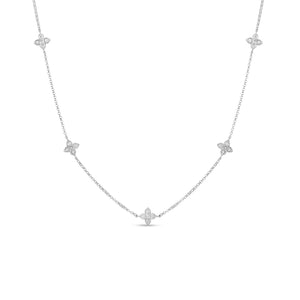 Roberto Coin White Gold Diamond Love by the Inch 5 Station Necklace