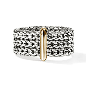 John Hardy Sterling Silver and Yellow Gold Band