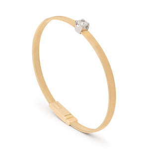 Marco Bicego Masai Collection 18K Yellow Gold Coil Bangle Bracelet with Cushion-Cut Diamond