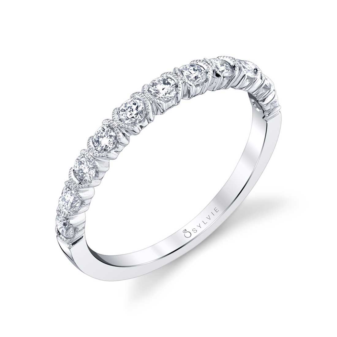 Milgrain Bezel Stackable Diamond Band