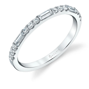 Round and Baguette Diamond Band