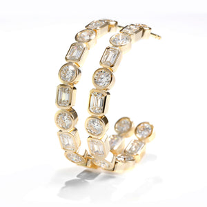 Diamonds of Wonder Round and Emerald Cut Diamond In/Out Earrings