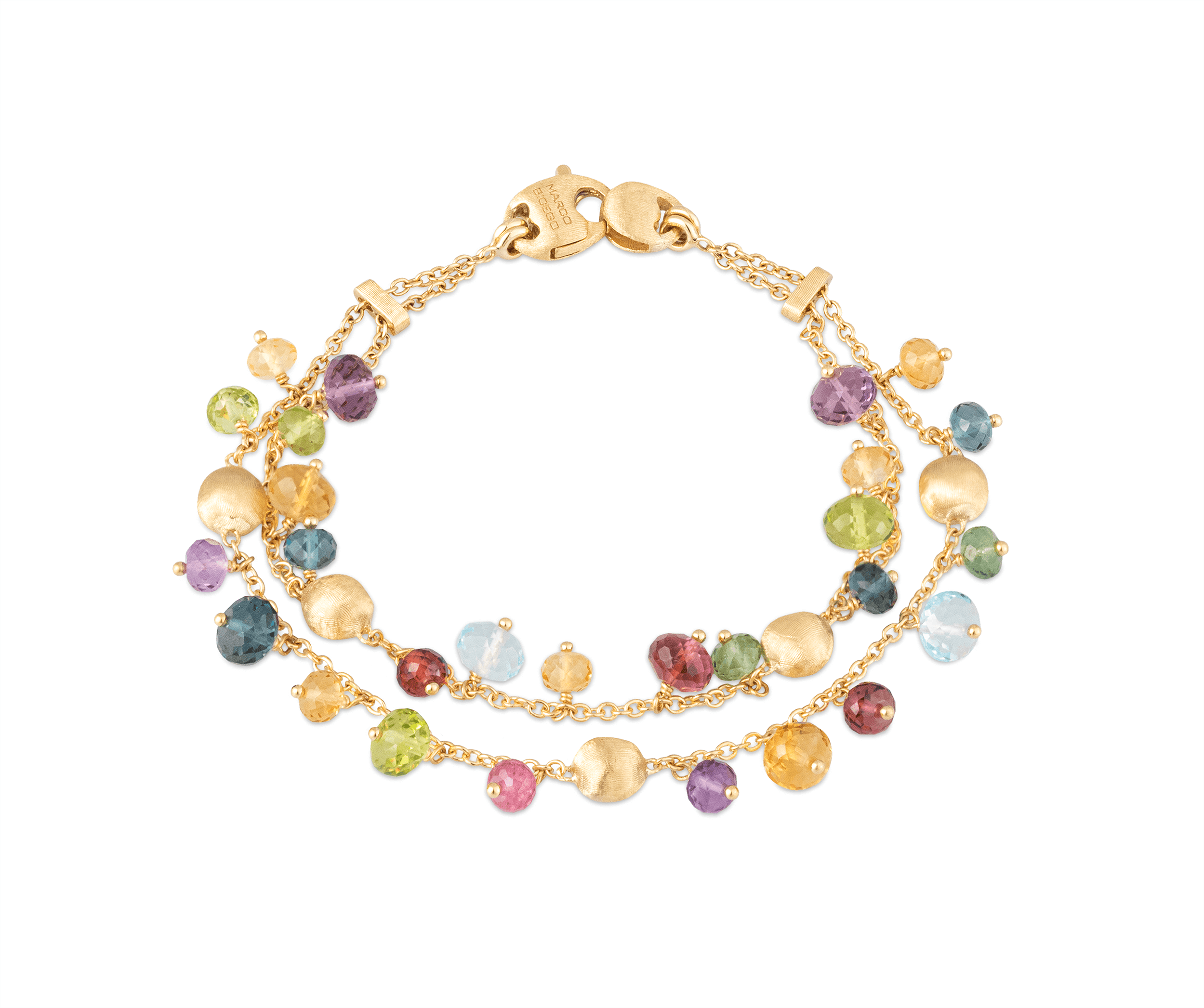 Marco Bicego Africa Collection 18k Yellow Gold Double Strand Mixed Gemstone Bracelet