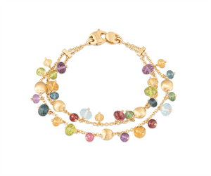 Marco Bicego Africa Collection 18k Yellow Gold Double Strand Mixed Gemstone Bracelet