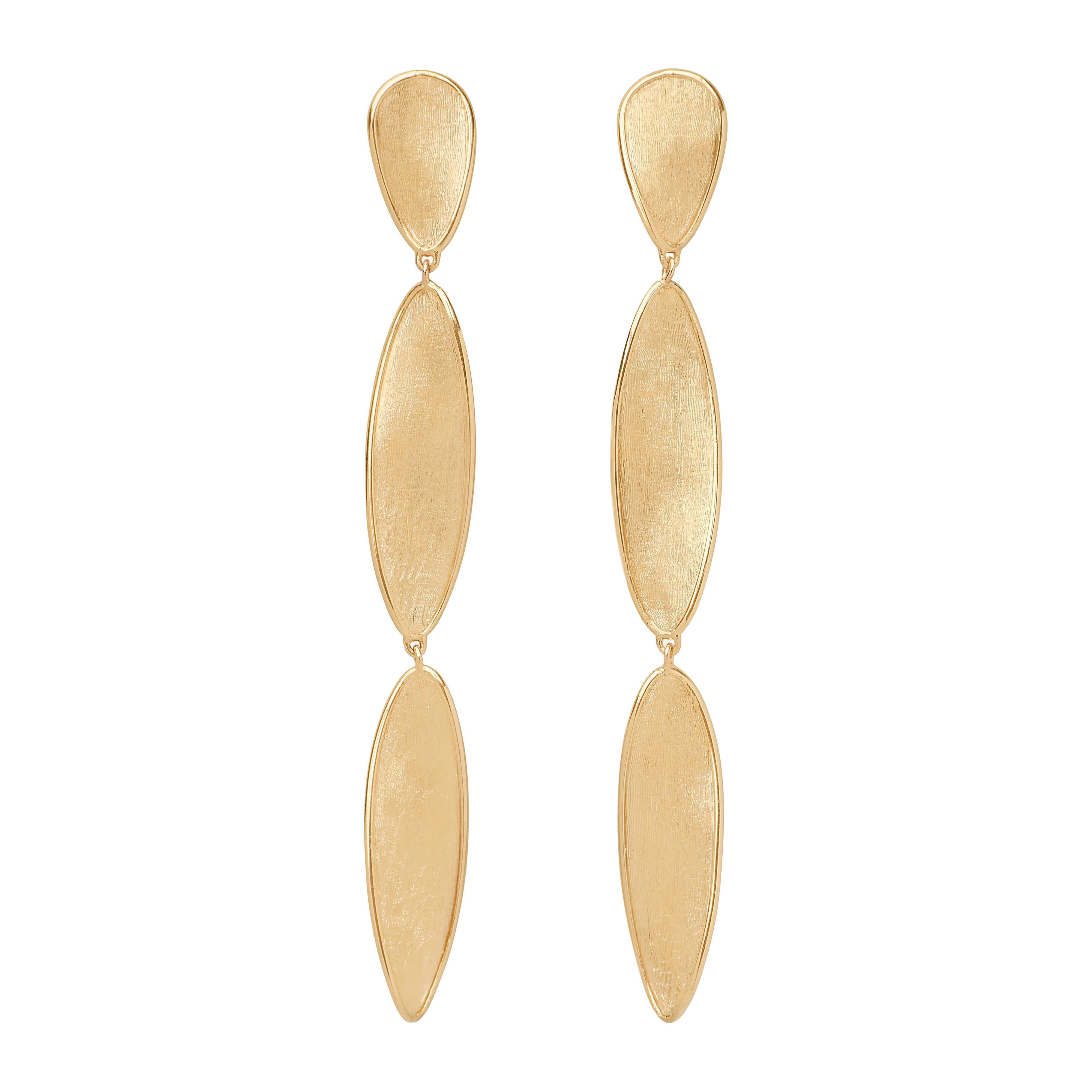 Marco Bicego Lunaria Collection 18K Yellow Gold Triple Drop Twist Earrings