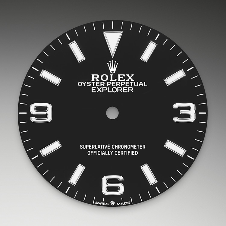 The dial of a Rolex Explorer 36