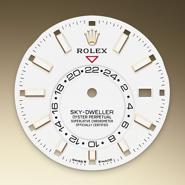The dial of a Rolex Sky-Dweller