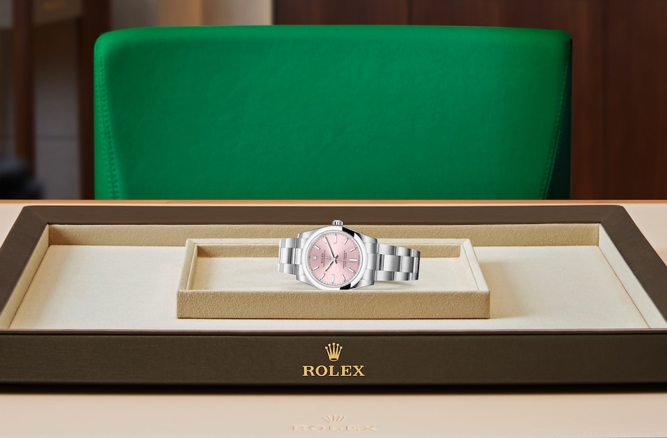 Rolex Oyster Perpetual displayed on a tray
