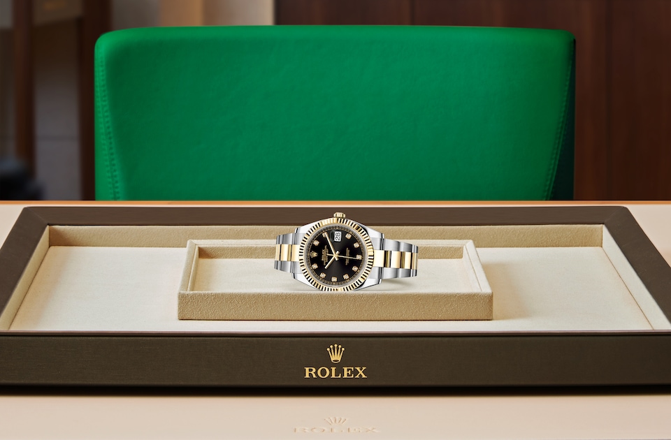 Rolex Datejust 41 displayed on a tray