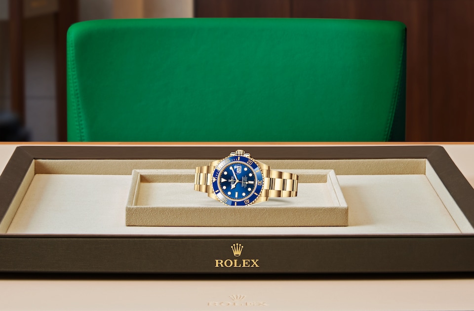 Rolex Submariner displayed on a tray