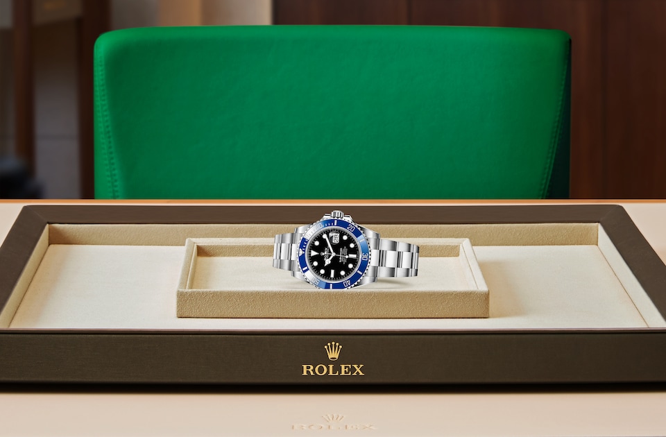 Rolex Submariner displayed on a tray