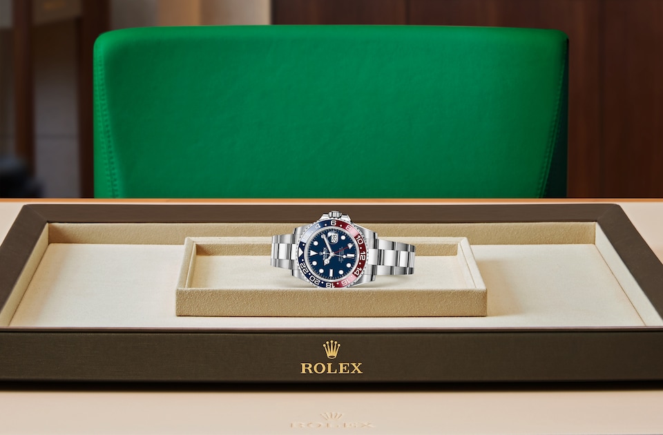 Rolex GMT-Master II displayed on a tray