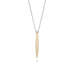 This Classic Chain Spear Hammered Pendant Necklace from John Hardy is on a sterling silver chain with a hammered 18k bonded yellow gold spear pendant. Chain is adjustable 36" to 40" long.
