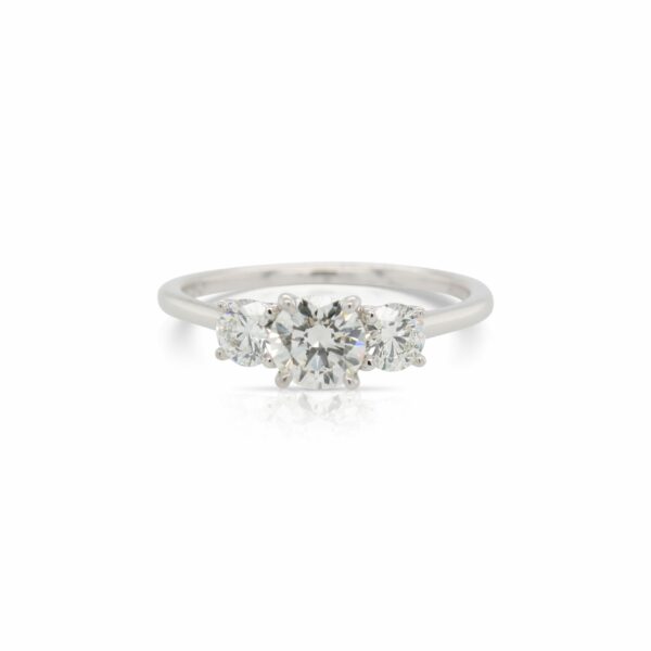 This 3 stone diamond engagement ring by The Forevermark Tribute™ Collection is crafted from 18k white gold and features 0.97 total carats of diamonds.
