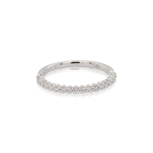 This diamond wedding band by Sylvie is crafted from 14k white gold and features 0.18 total carats of diamonds.