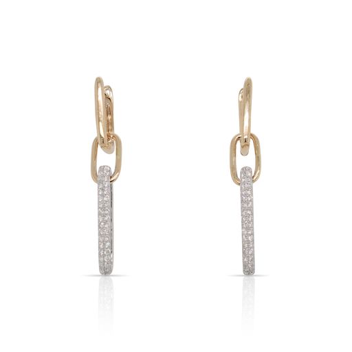 This pair of diamond earrings by Rafael is crafted from 14k white and yellow gold and features 0.37 total carats of diamonds.