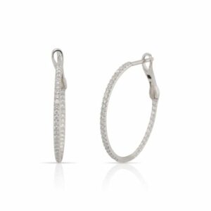 This pair of diamond hoop earrings by Rafael is crafted from 14k white gold and features 0.40 total carats of diamonds.