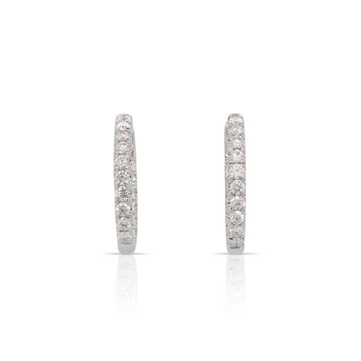This pair of diamond oval hoop earrings from Forevermark Tribute™ Collection is crafted from 18k white gold and features 1.00 total carats of diamonds.