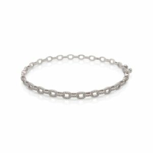 This diamond link bangle bracelet by Rafael is crafted from 14k white gold and features 0.51 total carats of diamonds.