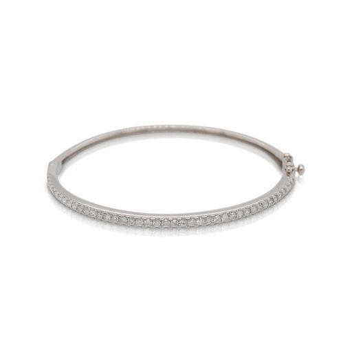 This diamond bangle bracelet by Rafael is crafted from 14k white gold and features 0.96 total carats of diamonds.