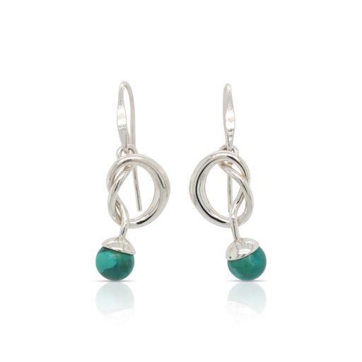 This pair of turquoise knotty earrings by Ed Levin is crafted from sterling silver and features two turquoise.