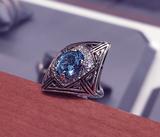 Large blue mid-century ring.