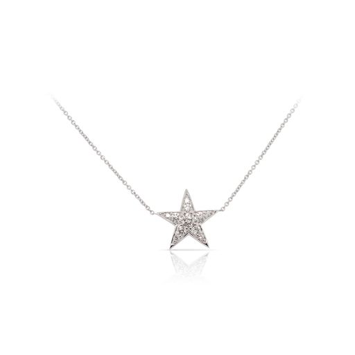 This diamond star necklace by Roberto Coin is crafted from 18k white gold and features 0.26 total carats of diamonds.