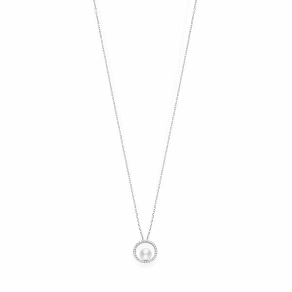 491601Diamond and Pearl Cradle Necklace