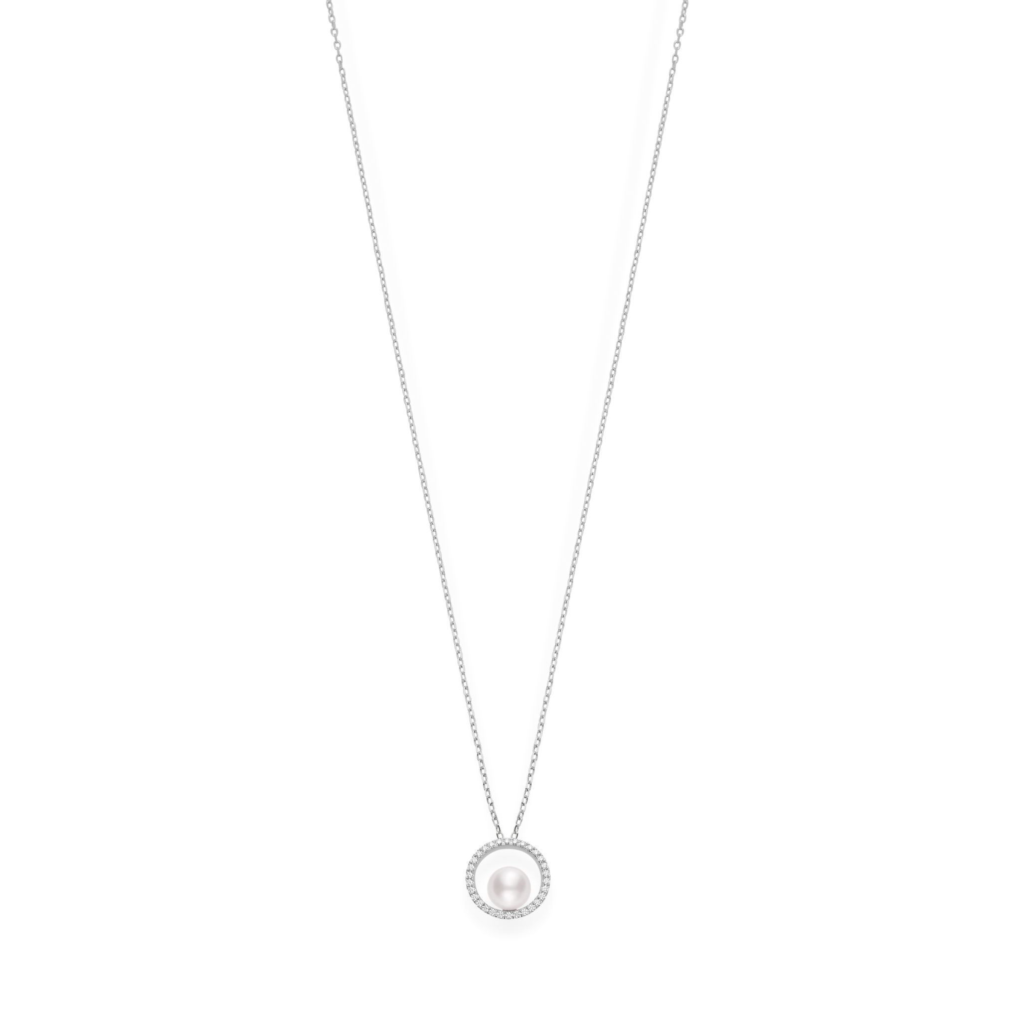 491601Diamond and Pearl Cradle Necklace
