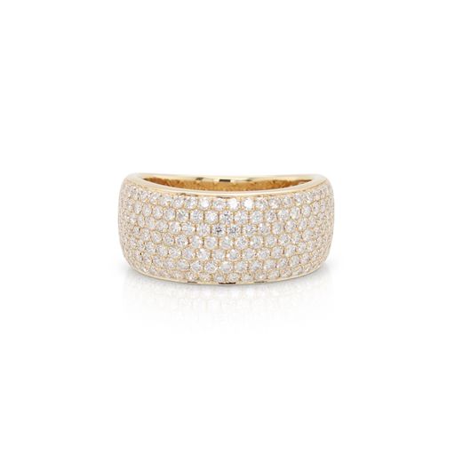 This 7 row diamond band is crafted from 14k yellow gold and features 1.31 total carats of melee diamonds.