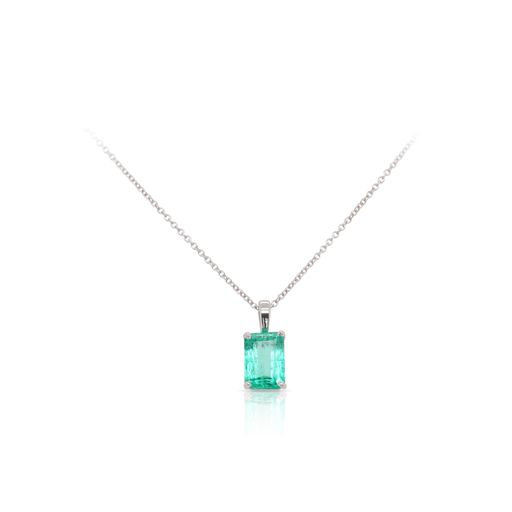 This emerald necklace by R.F. Moeller Designs is crafted from 14k white gold and features a 2.00 carat emerald.