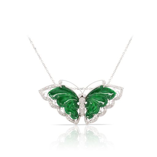 386357Jade and Diamond Butterfly Necklace