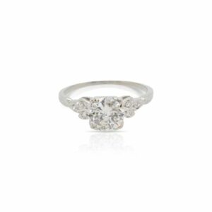 This ring is crafted from 18k white gold and features 0.92 total carats of diamonds.