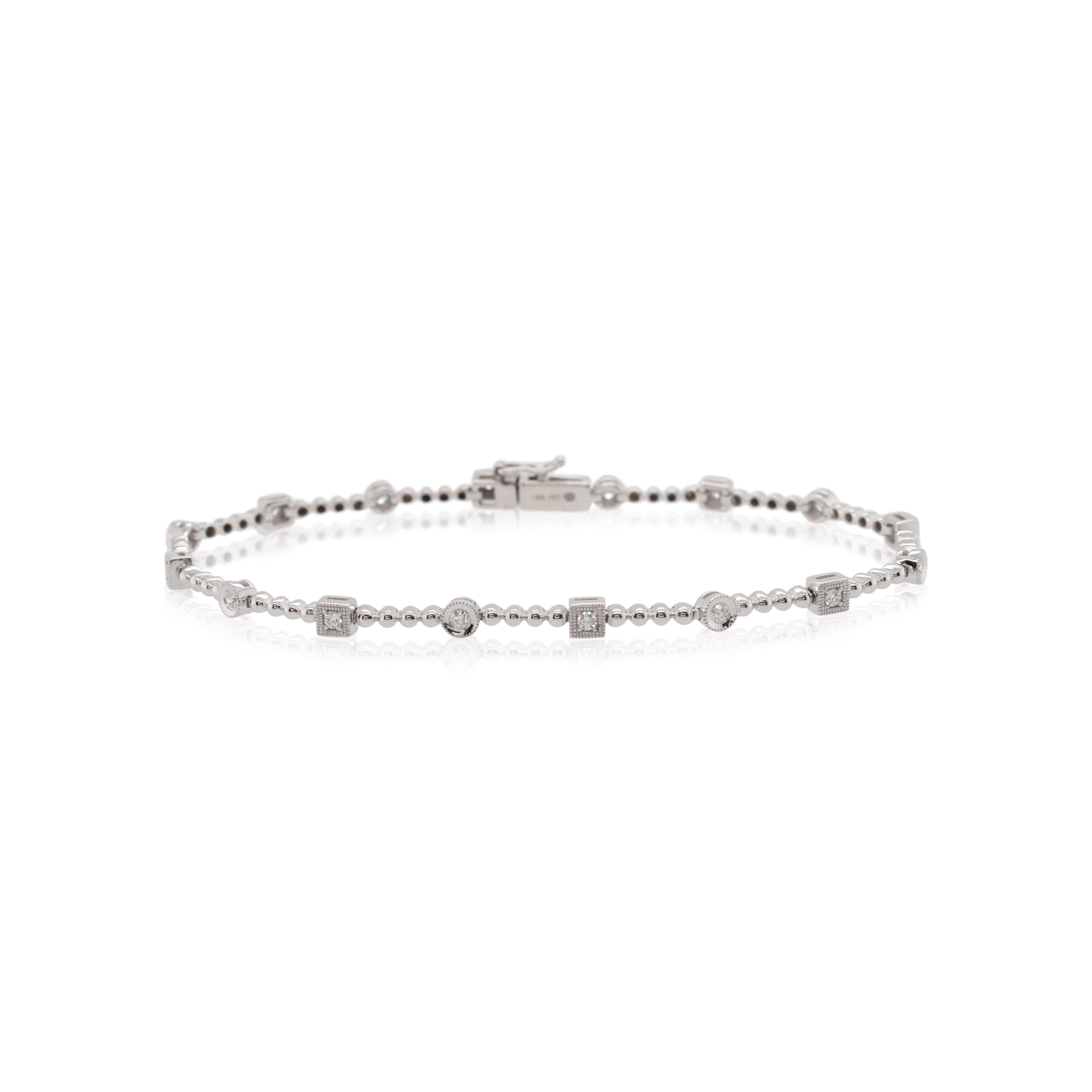 This bracelet from In Style by Rafael is crafted from 14k white gold and features 0.36 total carats of diamonds.