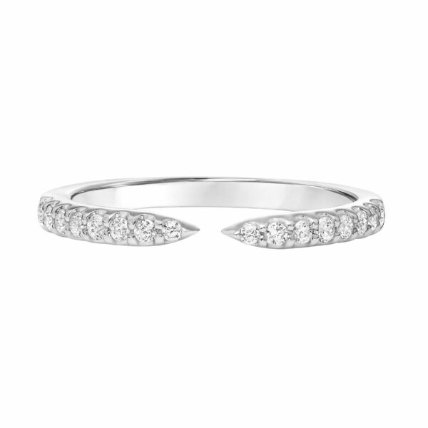 This ring by Goldman is crafted from 14k white gold and features 0.19 total carats of diamonds.