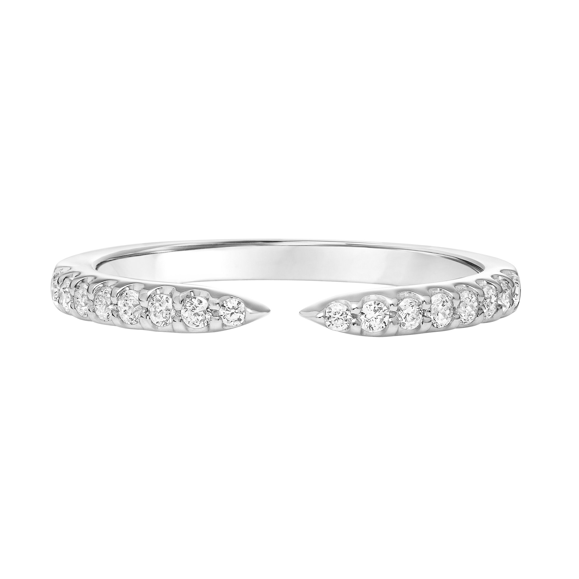 This ring by Goldman is crafted from 14k white gold and features 0.19 total carats of diamonds.