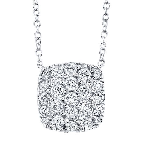 124467Cushion Pave Diamond Necklace